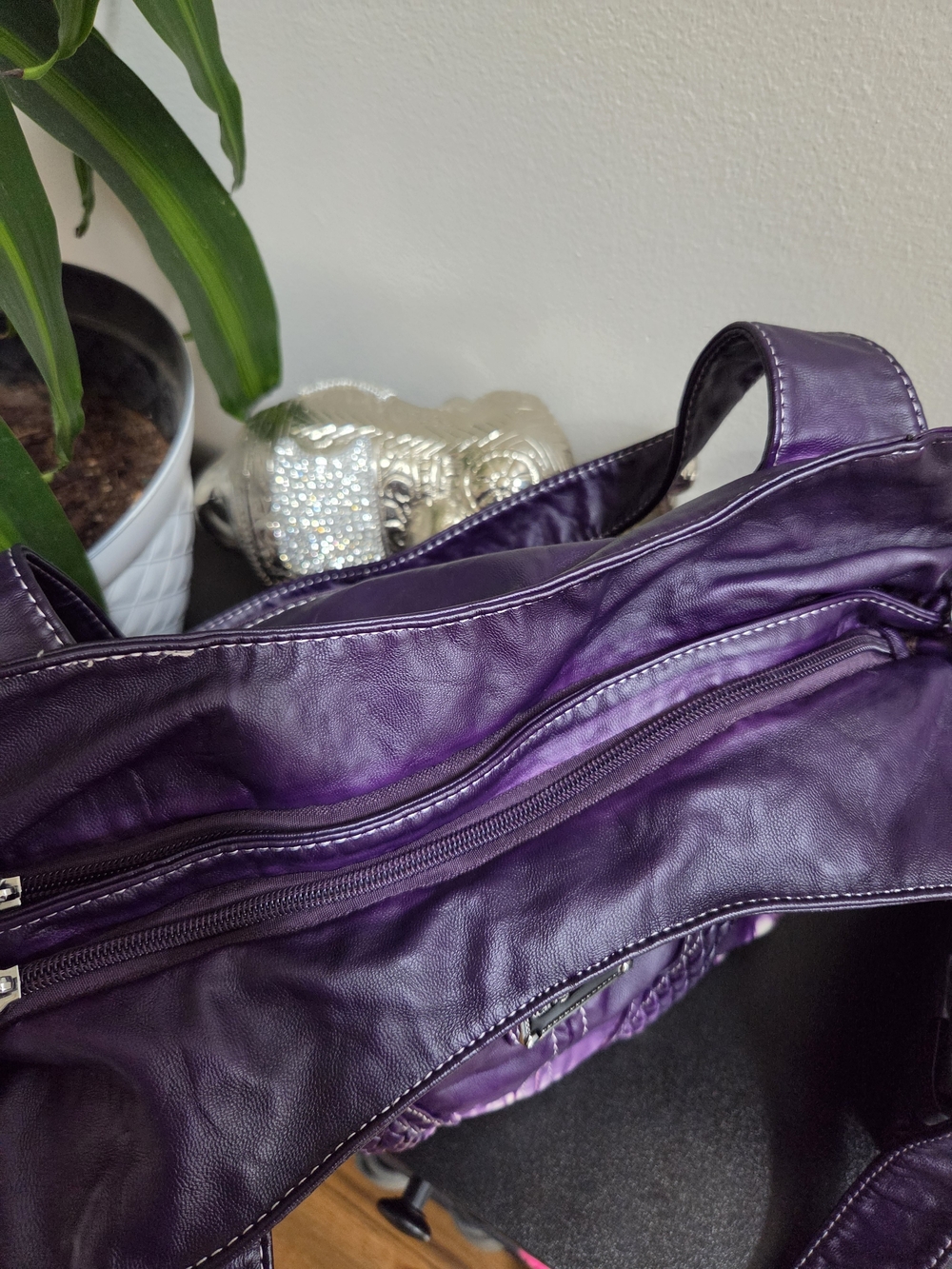 Angel Kiss Large Purple Purse Shoulder Bag Hobo Tote Purse Mutipocket - Picture 8 of 8